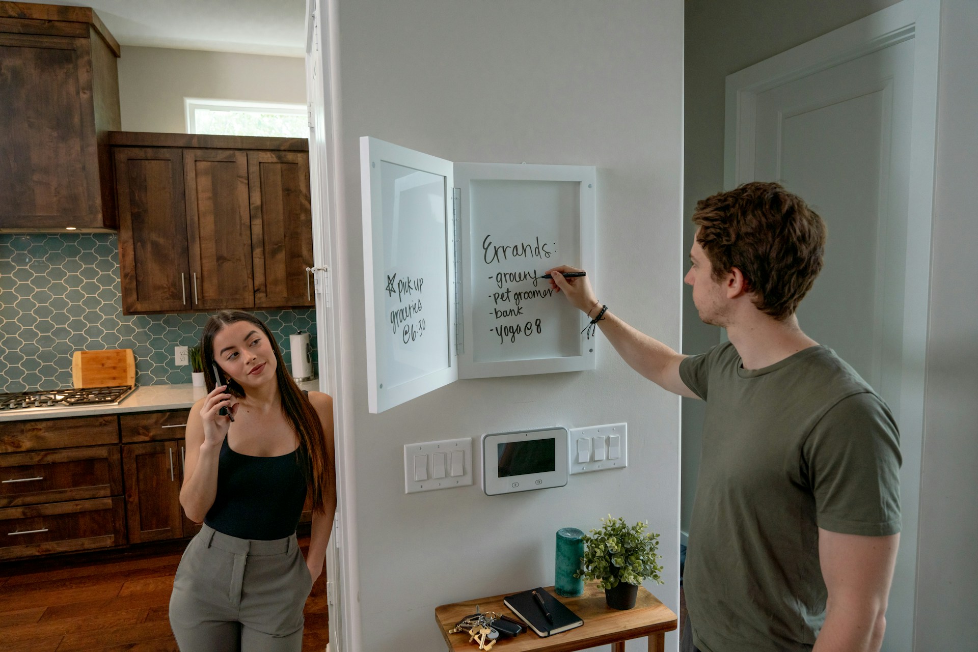 Professionals inspecting a room